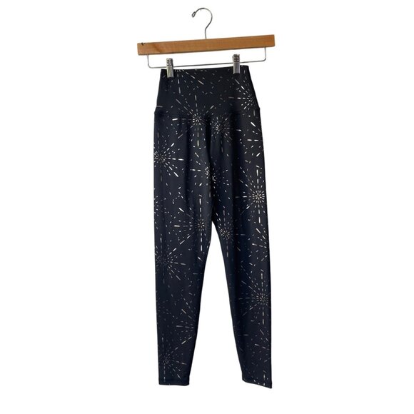 Glyder Black White High Waisted Leggings XXS New Years 4th of July Firework - Picture 2 of 9